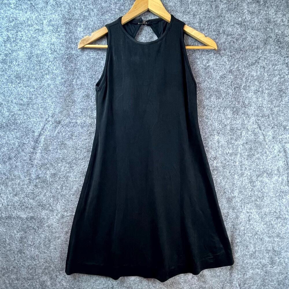 VTG Barbara Lesser Dress Small Black LBD Built In Bra Stretch‎ Basic Neutral Y2K